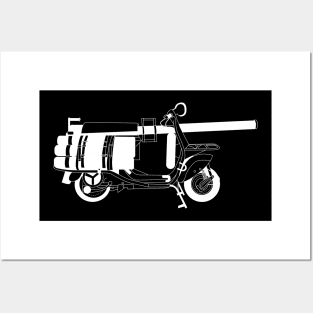 Vespa 150 T.A.P White Outline Posters and Art